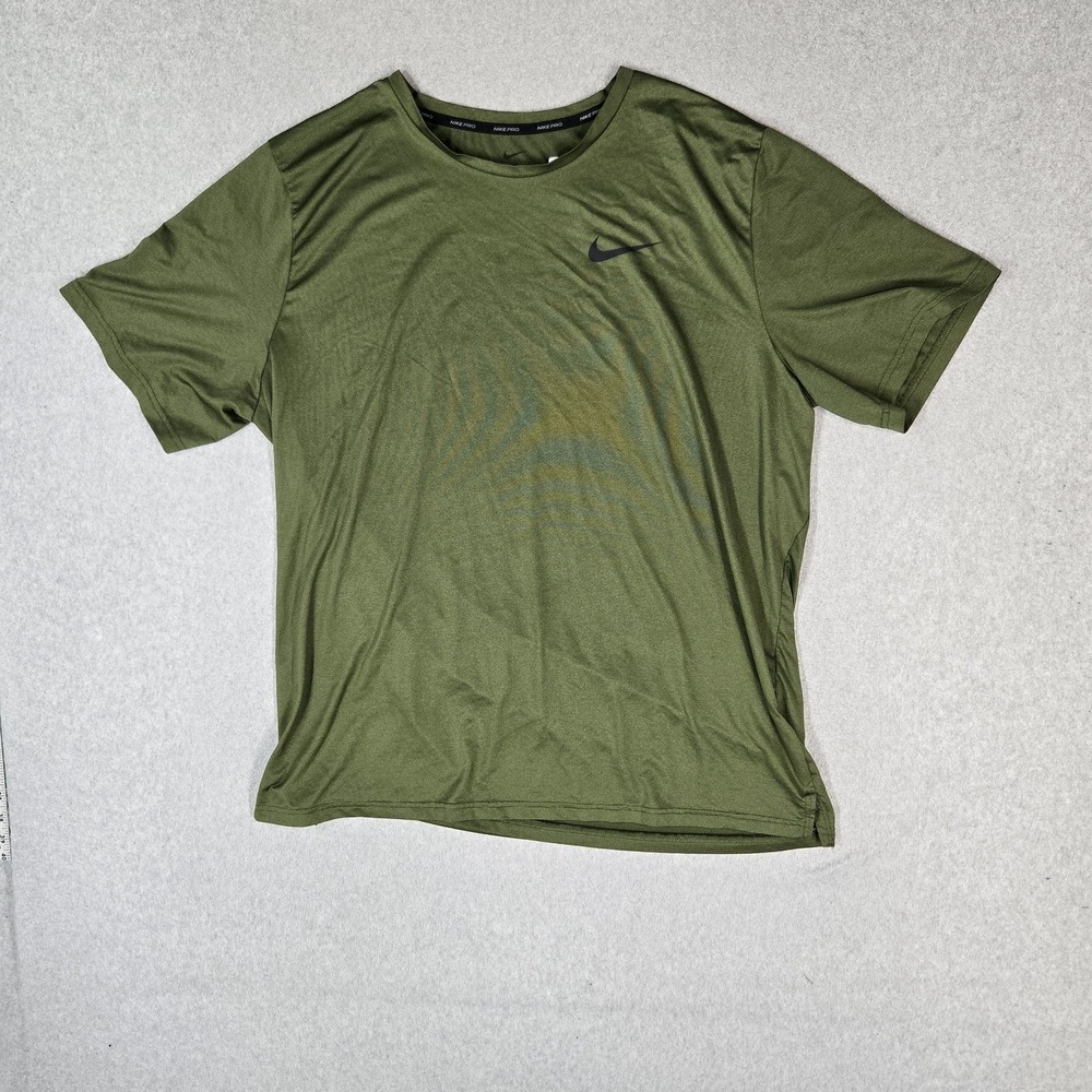 Nike Pro Men Shirt XL TALL Green Training Top Dri Fit Swoosh Logo Activewear Te
